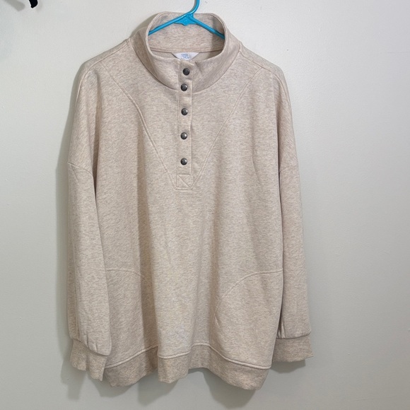 Time and Tru Cream Button-Up Top - Picture 1 of 8